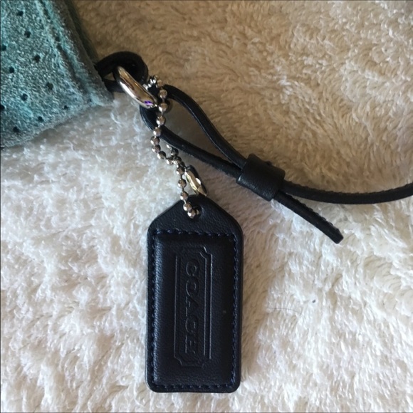 Rare! Coach Suede perforated Lt. Blue Slim Purse. - Picture 4 of 8